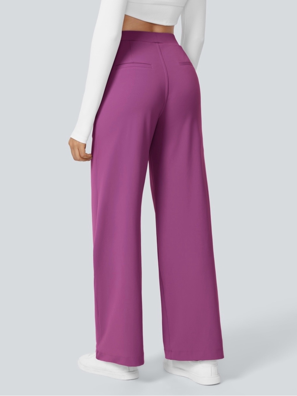 HALARA Day-stretch Wide-Leg High-Waist Pants in Magenta Purple - Picture 2 of 5